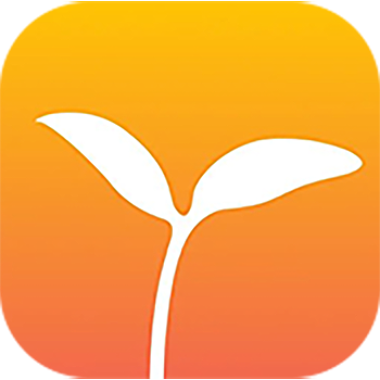 ThinkUp app logo plant sprout on orange ground